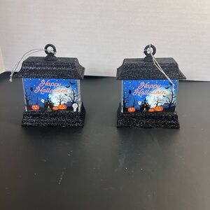 Ganz Happy Halloween LED Shimmer Small 4.5” Lantern Glitter Snow globe Set Of 2